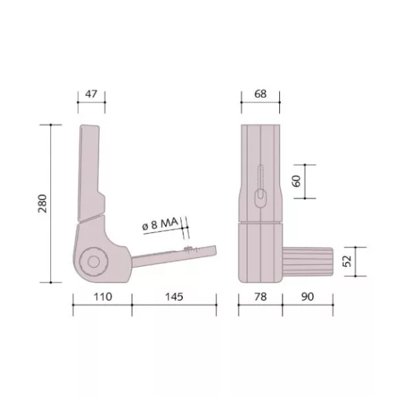 Normál könyökszerkezet forgószékhez