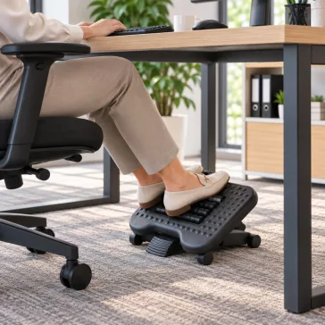   Ergonómikus állítható dőlésszögű és magasságú lábtámasz masszázsgörgőkkel