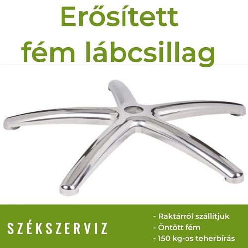 Erősített alumínium lábcsillag 150 kg-os teherbírással, 11-es csaphellyel