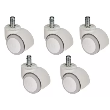   Fehér színű parkettagörgő 5 darabos szettben, 11 mm csapátmérővel