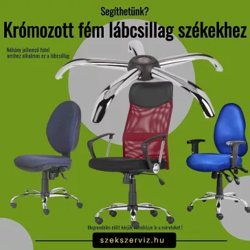 Krómozott fém lábcsillag forgószékhez 11 mm-es csaphellyel, 120 kg-os teherbírással