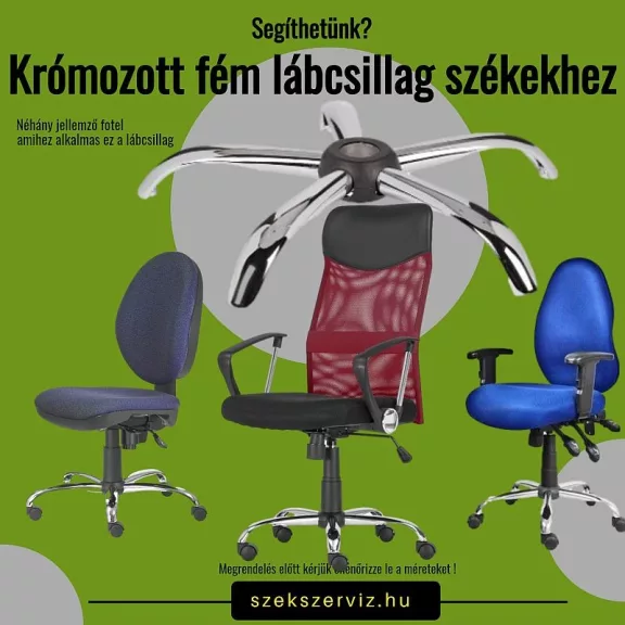 Krómozott fém lábcsillag forgószékhez 11 mm-es csaphellyel, 120 kg-os teherbírással